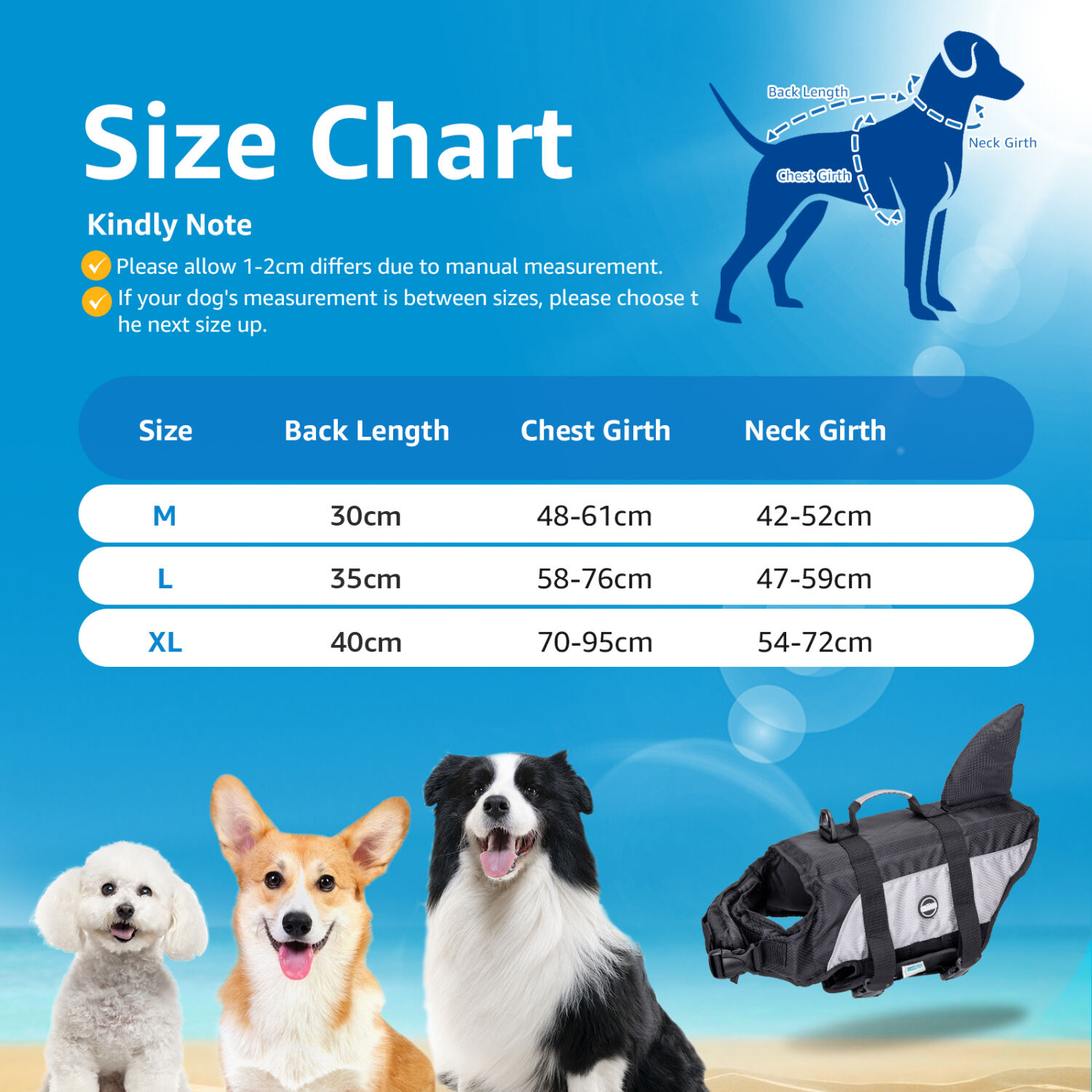 Nobleza - Chaleco Salvavidas para Perros con Aleta De Tibur&oacute;N， Flotador Perro con Tiras Reflectantes， Chaleco de Nataci&oacute;n para Perro con Asa y Alta Flotabilidad para Nadar， Surf， Navegar， Gris(XL), , large Imagen numero 2